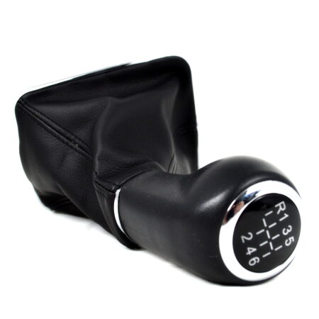 Black Gear Shift Knob for Opel Astra, Corsa D, Zafira B | 6-Speed + Reverse | PU Leather & Chrome | Aftermarket Replacement
