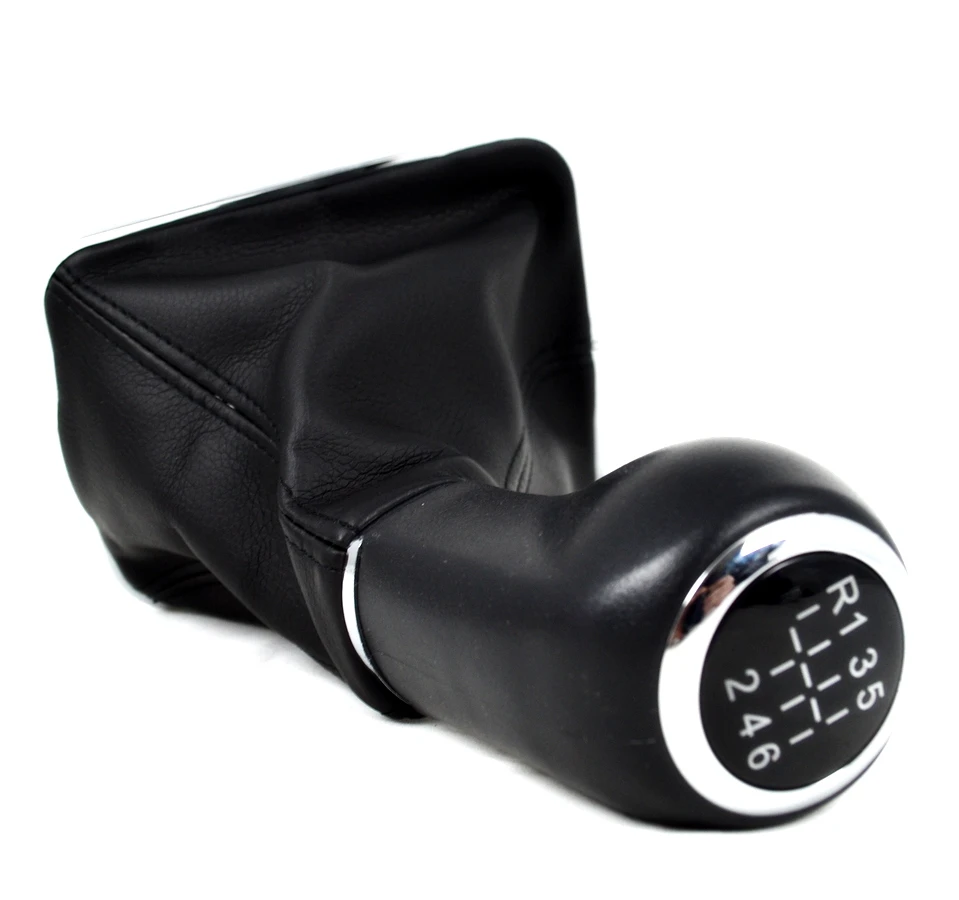 Black Gear Shift Knob for Opel Astra, Corsa D, Zafira B | 6-Speed + Reverse | PU Leather & Chrome | Aftermarket Replacement