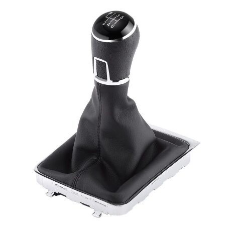 6 Speed Gear Shift Knob + Gaiter for VW Passat B7 (2011–2014). Black PU Leather. OEM Ref: 3AA711113A