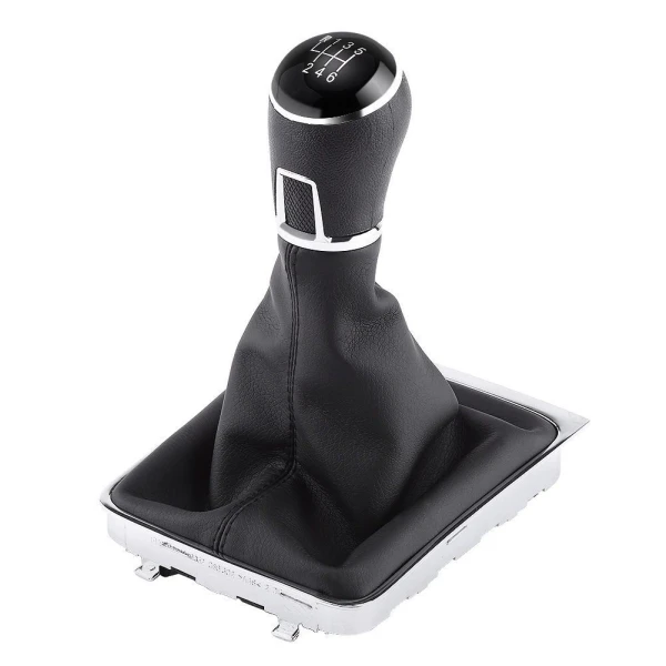 6 Speed Gear Shift Knob + Gaiter for VW Passat B7 (2011–2014). Black PU Leather. OEM Ref: 3AA711113A