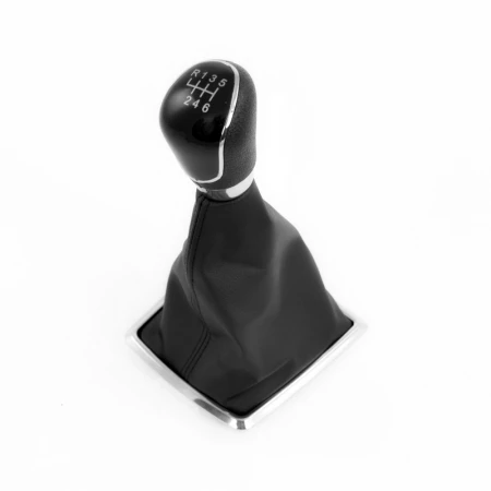 Black Gear Shift Knob for Honda CR-V (2006–2011).6-Speed Manual + Reverse | Black with Silver & Chrome.Eco Leather.Aftermarket Replacement