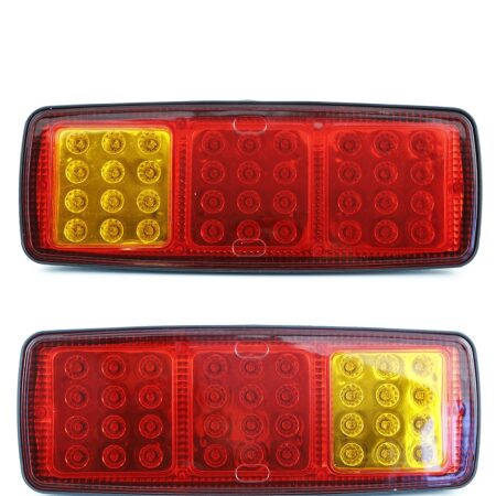 12V LED Rear Tail Lights - Set of 2 pcs with 33 LEDs, 3 Functions, Easy Installation