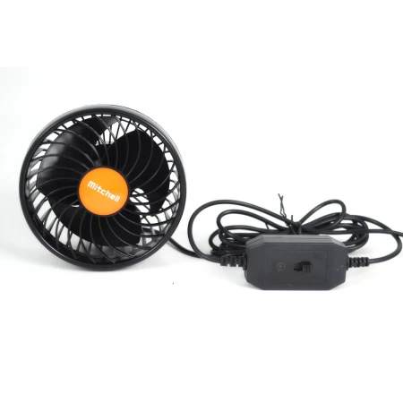 24V Oscillating Fan, 110mm, Compact 2-Speed Truck Fan with Suction Mount & Cigarette Plug