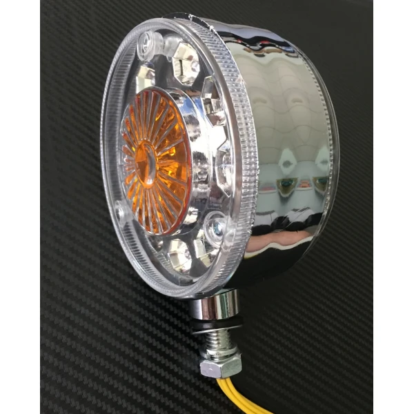 High Quality 2 pcs Side Mirror Marker Lights - 24V LED Amber/White, Chrome Bezel, Waterproof, Universal Fit. FREE Delivery for UK mainland!