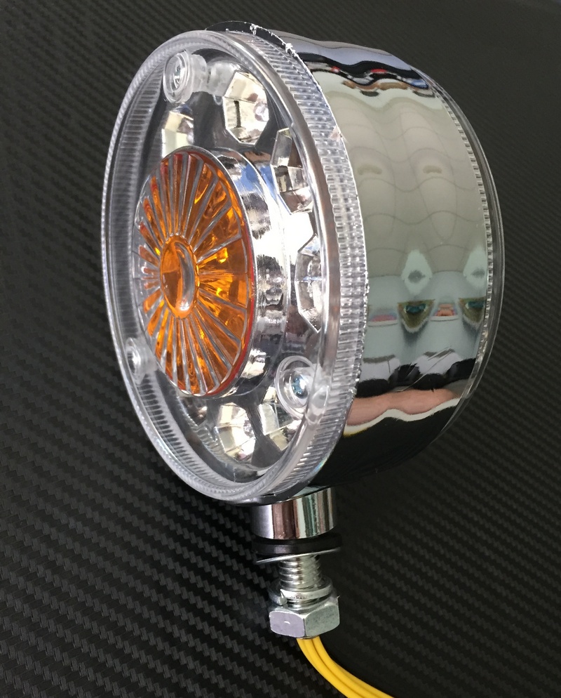 High Quality 2 pcs Side Mirror Marker Lights - 24V LED Amber/White, Chrome Bezel, Waterproof, Universal Fit. FREE Delivery for UK mainland!