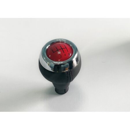 Gear Shift Knob for MINI Cooper R/F Series (2006–2017) | 6-Speed + Reverse | Black PU Leather with Chrome & Red Cap | Aftermarket Replacement