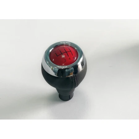 Gear Shift Knob for MINI Cooper R/F Series (2006–2017) | 6-Speed + Reverse | Black PU Leather with Chrome & Red Cap | Aftermarket Replacement