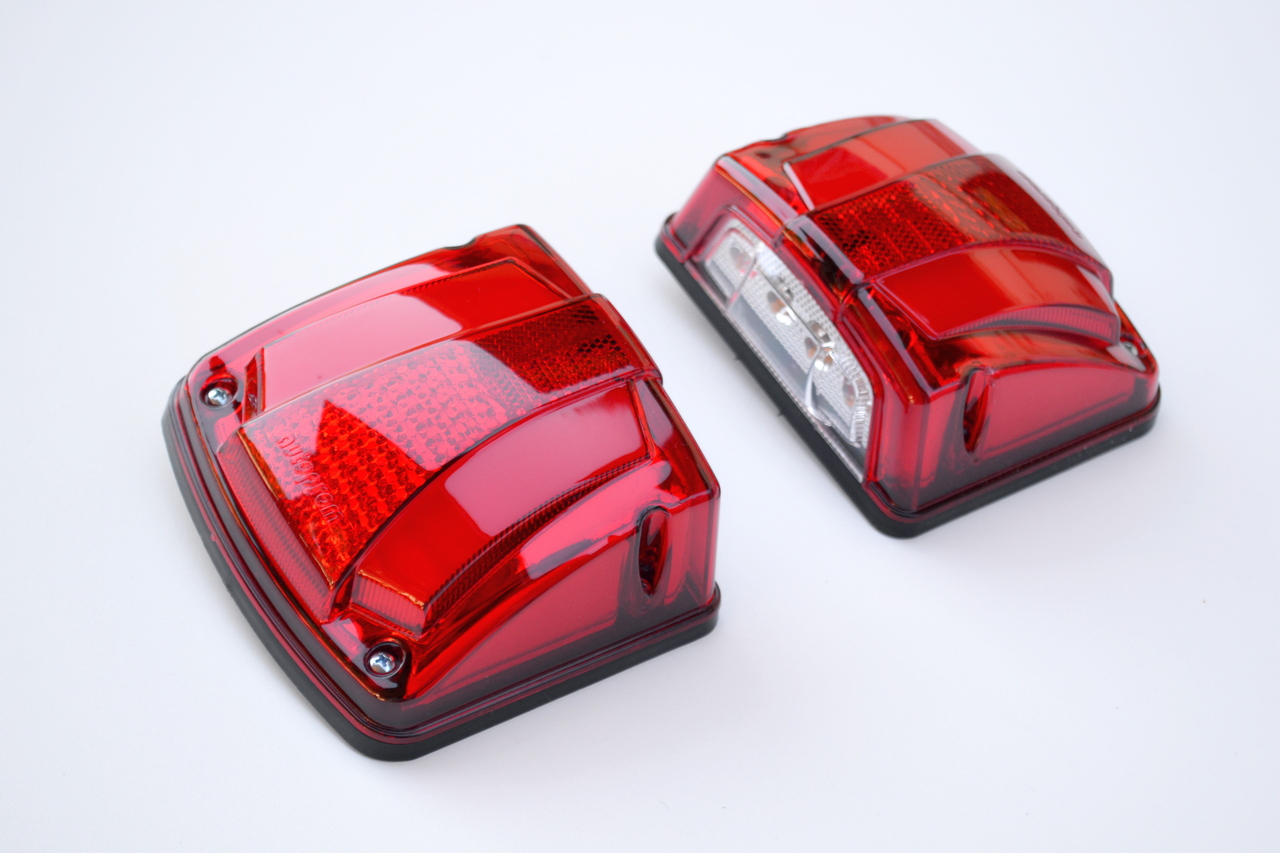 2 pcs Number License Plate Lights – Dual-Function Red Rear Marker & License Plate Lamps, 24V, 12 SMD LEDs, ABS Plastic