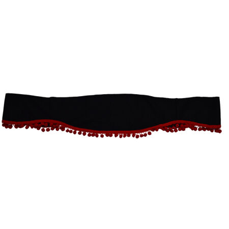 Truck Front Black Curtain, Plush Velvet with Red Tassels for Scania R/S/P/G/L Series (Sun Visor Style)