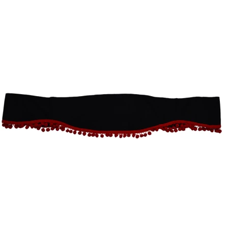 Truck Front Black Curtain, Plush Velvet with Red Tassels for Scania R/S/P/G/L Series (Sun Visor Style)