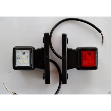 2 pcs 12V 24V 6 SMD LED Side Lights Red & White Side Position Lamps Lorry Trailer Van Bus