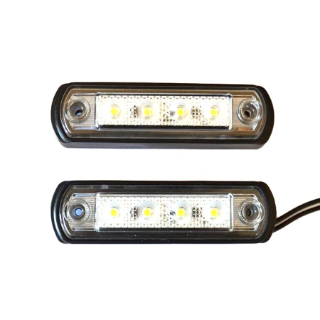 2 pcs 12V-24V White Front Marker LED Lights Kelsa Bar Flush for Scania MAN Volvo Renault