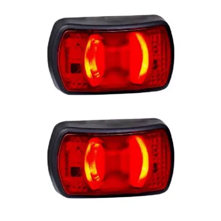 2 pcs LED Red Rear Marker Lights - 12V & 24V for Trucks, Motorhomes, Caravans, Lorries