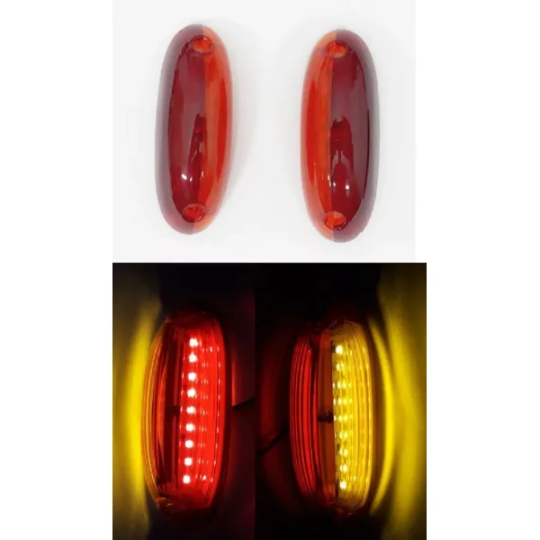 High Quality 2 pcs Vertical Side Marker Lights - 2x LED Red-Amber Outline Lamps for 24V Vehicles. FREE Delivery for UK mainland!