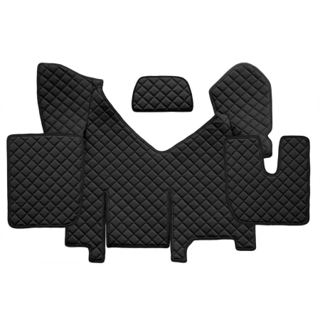 Black Eco Leather Floor Truck Mats for Stralis Hi-Way 2013-2016 Automatic RHD