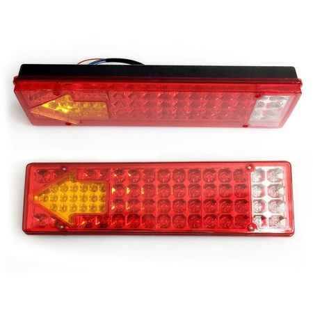 2 pcs 24V LED Rear Tail Lights for Trucks, Trailers & Chassis – 5 Functions with 73 Super Bright LEDs