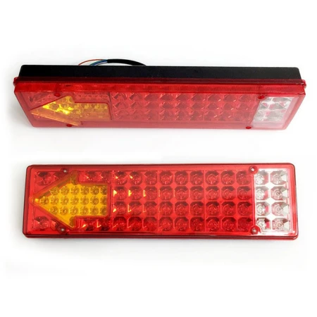 2 pcs 24V LED Rear Tail Lights for Trucks, Trailers & Chassis – 5 Functions with 73 Super Bright LEDs