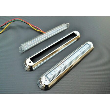 24V Rear Tail Lights with Chrome Frame - Multifunction LED Combination Lights for Trucks, Trailers, Bus, etc.