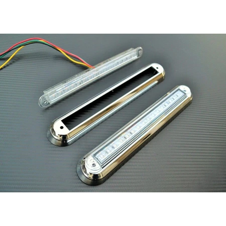 24V Rear Tail Lights with Chrome Frame - Multifunction LED Combination Lights for Trucks, Trailers, Bus, etc.