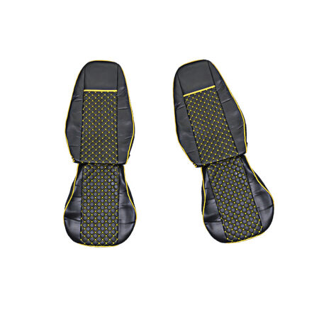 4 pcs Set of Eco Leather Seat Covers for Volvo FH2 FH3 Euro 5 (2006-2015) – Black with Yellow Stitches