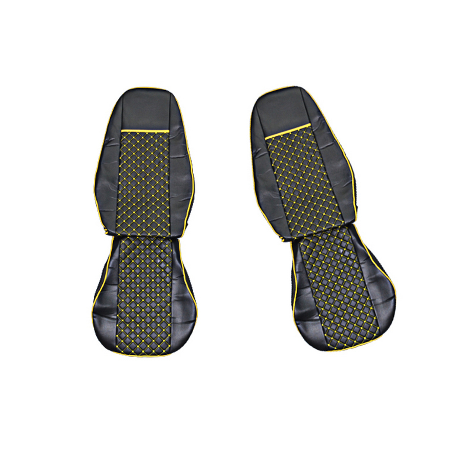 4 pcs Set of Eco Leather Seat Covers for Volvo FH2 FH3 Euro 5 (2006-2015) – Black with Yellow Stitches