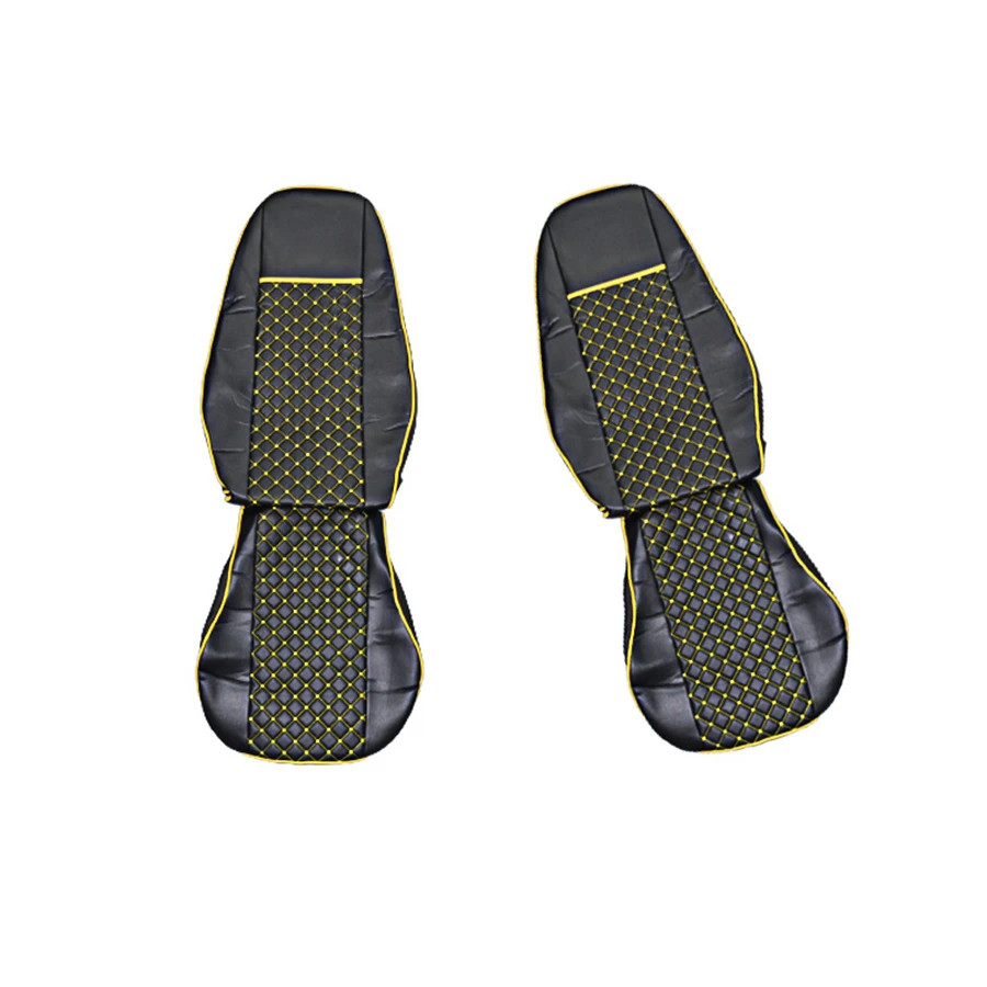 4 pcs Set of Eco Leather Seat Covers for Volvo FH2 FH3 Euro 5 (2006-2015) – Black with Yellow Stitches