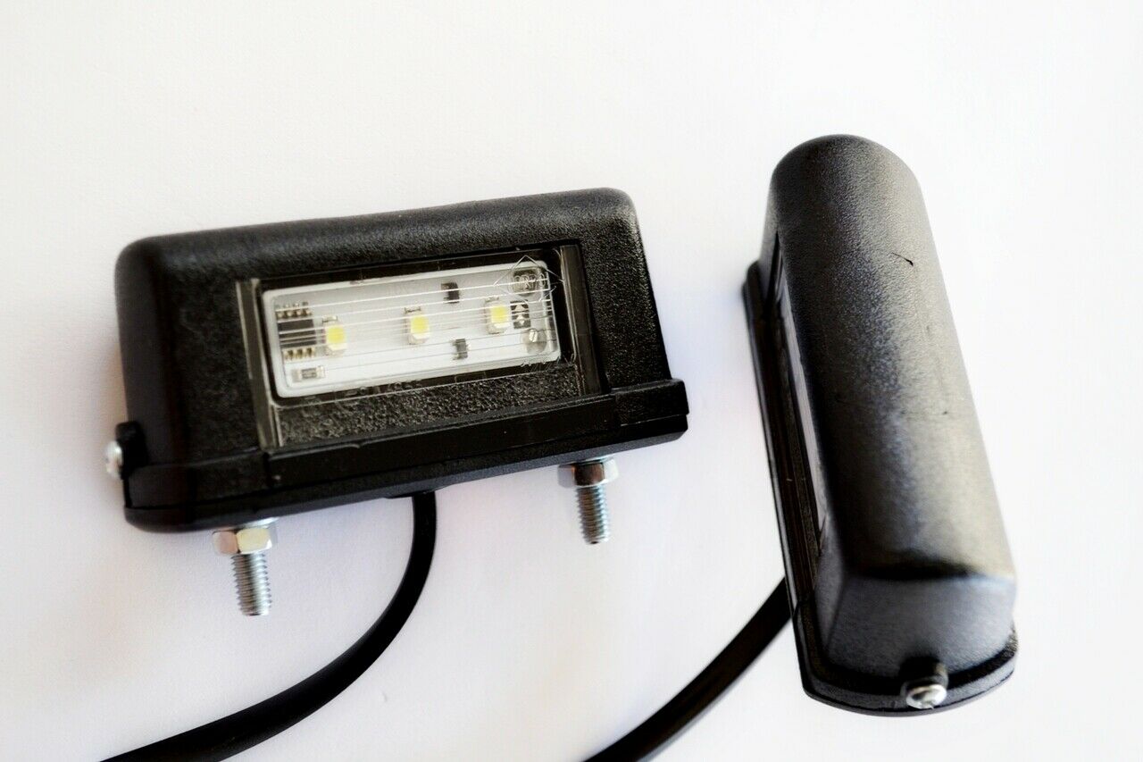 2 pcs LED Number Plate Lights – E-marked, CE-approved, 12V-24V, Waterproof, MOT Compliant 