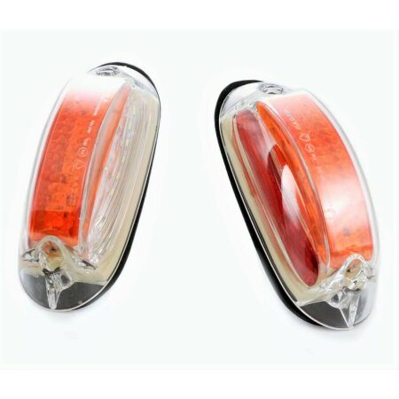 2 pcs Vertical Fit LED Number Plate Lights – Red/White/Orange Side Marker, 3 Functions, E-marked, Waterproof