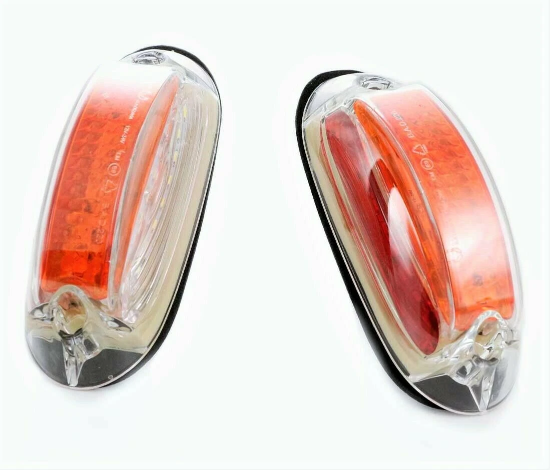 2 pcs Vertical Fit LED Number Plate Lights – Red/White/Orange Side Marker, 3 Functions, E-marked, Waterproof