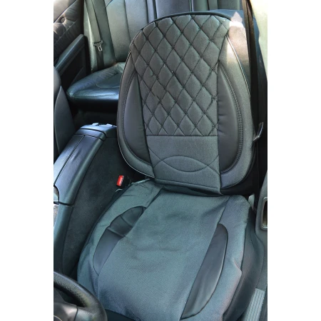 Black Eco-Leather & Jacquard Car Front Seats Covers – Universal Fit, Easy Installation, Made in EU