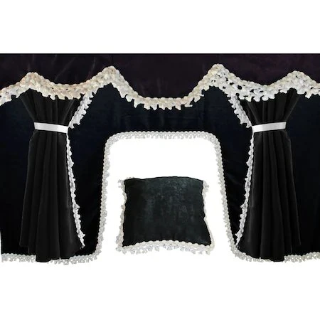 Black Curtains Truck Set, 5-Piece Universal Plush Curtain Kit with Pillow for All Truck Models