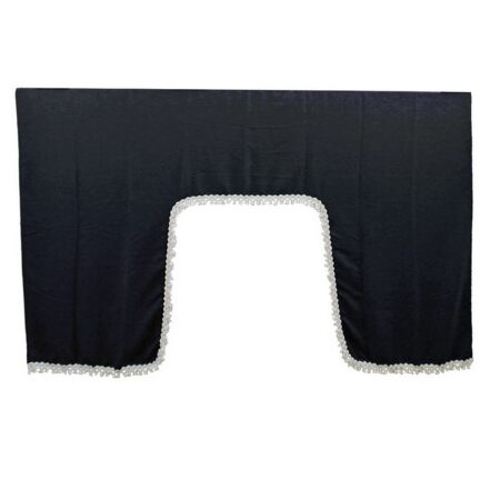 Unibersal Black Bed Truck Curtain, Plush Velvet Privacy Curtain with White Tassels