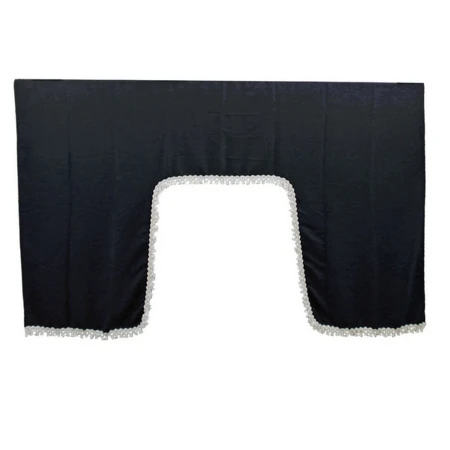 Unibersal Black Bed Truck Curtain, Plush Velvet Privacy Curtain with White Tassels