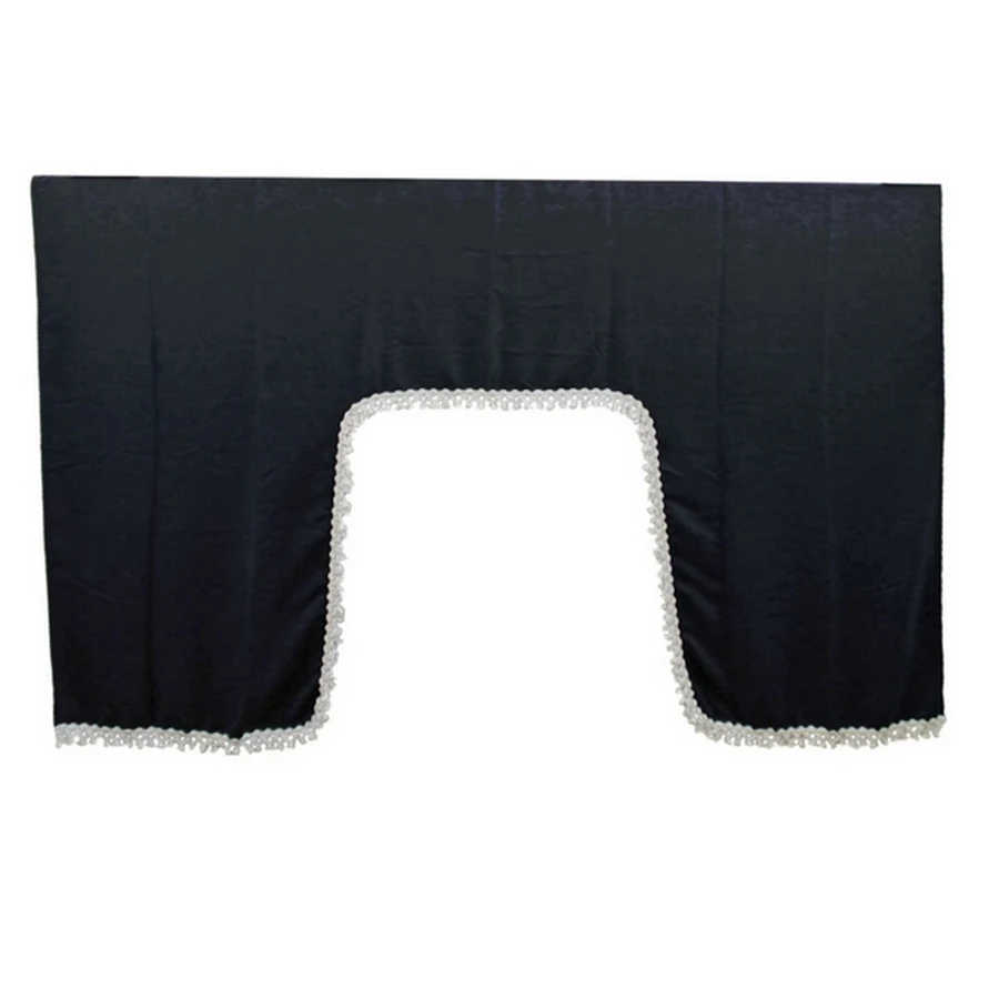 Unibersal Black Bed Truck Curtain, Plush Velvet Privacy Curtain with White Tassels