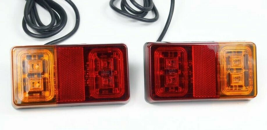 High Quality 2 pcs LED Rear Tail Lights- E-Marked, 12V-24V Tail Lamps for Trailer, Truck, Lorry, Camper, Van, Bus. FREE Delivery for UK mainland.