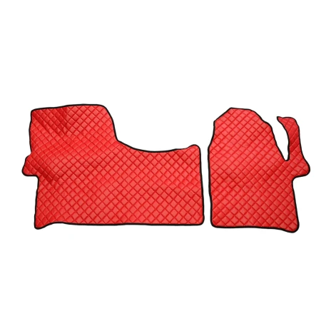 Set of 2 pcs Red Eco Leather Floor Mats for Mercedes Sprinter II 2006-2017 Right Hand Drive