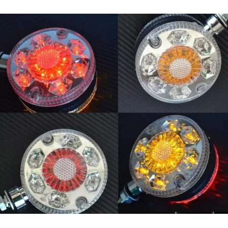 High Quality 2 pcs 24V Mirror Side Marker Lights - Red & Amber LED Corner Lamps with Chrome Bezel. FREE Delivery for UK mainland!