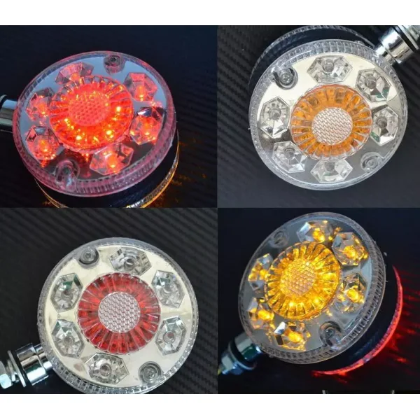 High Quality 2 pcs 24V Mirror Side Marker Lights - Red & Amber LED Corner Lamps with Chrome Bezel. FREE Delivery for UK mainland!