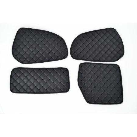 4 pcs Black Door Panels & Dashboard Mats Eco Leather for SCANIA R-P-G 2004-2010 RHD