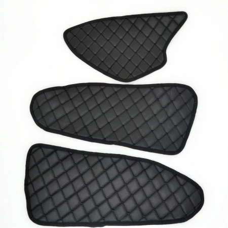 Premium 3pcs Door Mats Set - Italian Black Eco Leather for Right-Hand Drive Mercedes Actros MP4