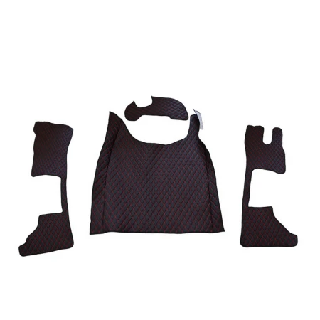for DAF XG+ 2021+ RHD Black with Red Eco Leather Floor Mats Covers