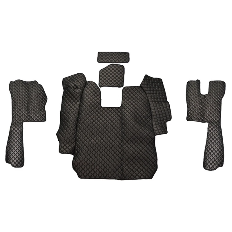 Set of Black Eco Leather Floor Mats for Scania R 2005-2010 Automatic RHD trucks