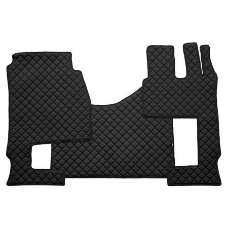 Black Eco Leather Cabin Floor Mats for Mercedes Actros 2011-2019 with Foldable Passenger Seat RHD