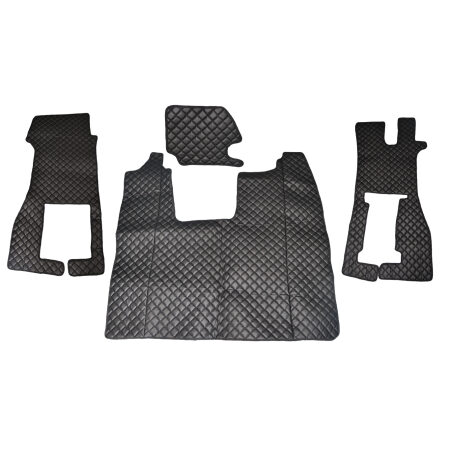 Black Set Eco Leather Cab Floor Mats for Scania R Next Gen 2016+ trucks Right Hand drive
