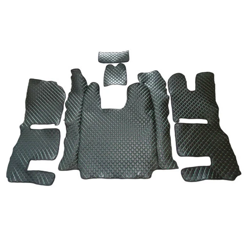 Black with Green Eco Leather for Scania R Floor Mats 2013-2016 Automatic RightHD