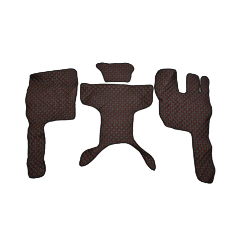 for Volvo FM4/FM5 Truck Floor mats / Black with Red Stitches Eco Leather Cab Mats 2013+