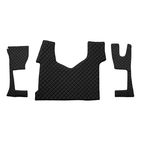 Premium Black Eco Leather Truck Floor Mats for Mercedes Actros MP4 (2011-2019) Right-Hand Drive Narrow Cabin