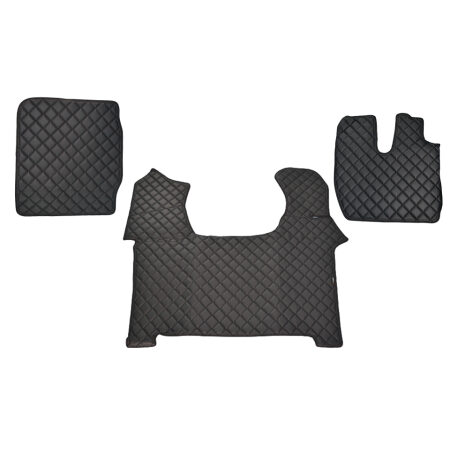 Black Eco Leather Truck Floor Mats for IVECO STRALIS S-WAY 2019-2021 Automatic RHD
