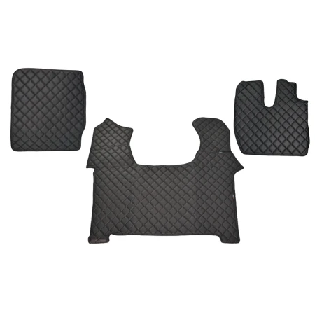 Black Eco Leather Truck Floor Mats for IVECO STRALIS S-WAY 2019-2021 Automatic RHD