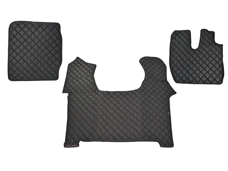 Black Eco Leather Truck Floor Mats for IVECO STRALIS S-WAY 2019-2021 Automatic RHD